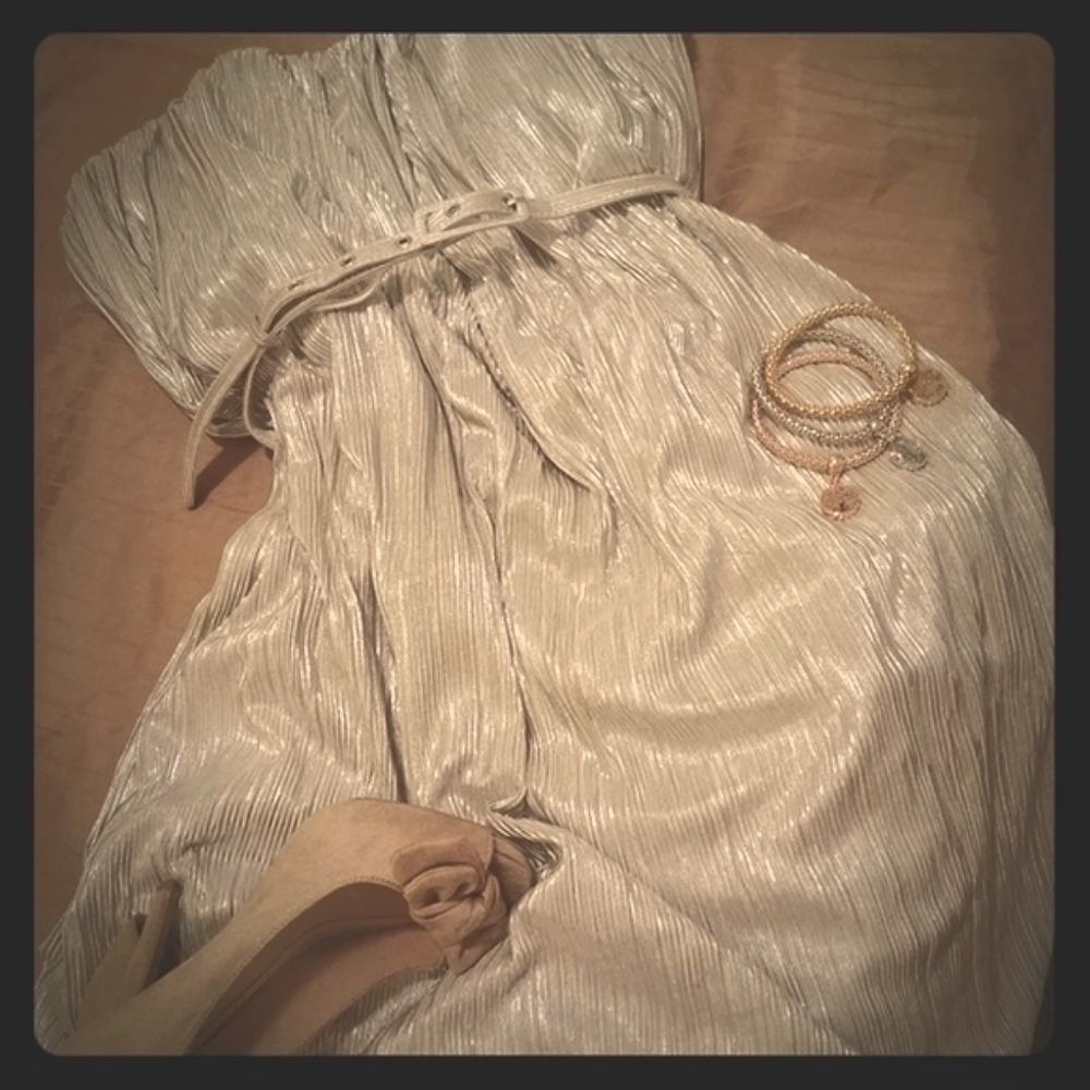 Strapless silver dress